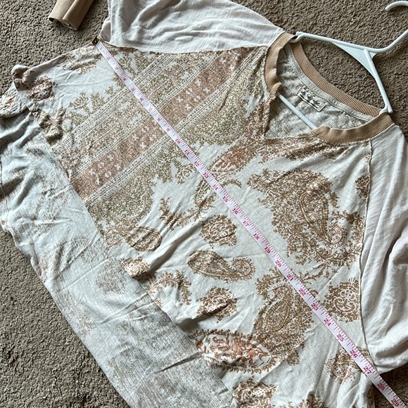 Free People True Perfection High Low Cotton Paisley Blouse in Almond Milk - Picture 10 of 10